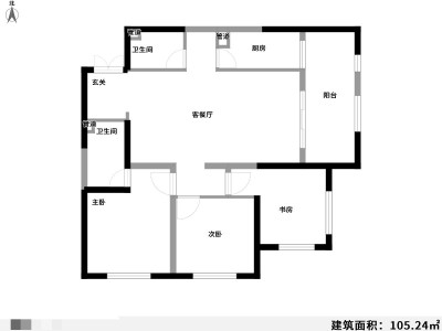 3室2厅1阳台 滨江俊园塞纳组团户型图
