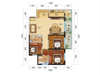 3室2廳1陽臺 國?，F(xiàn)代城海棠苑戶型圖