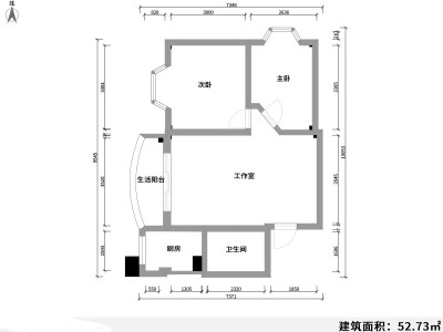 2室2厅1阳台 江东花城公寓户型图
