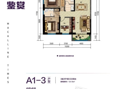 3室2厅1阳台 国福现代城蔷薇苑户型图