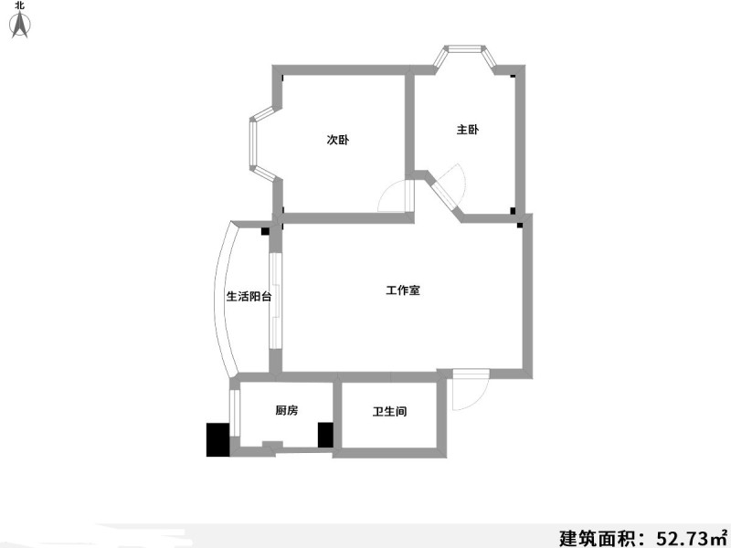 2室2厅1阳台 江东花城公寓户型图