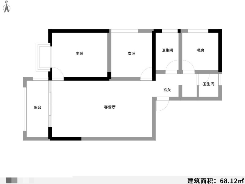 3室2厅1阳台 金呈北泰花园户型图