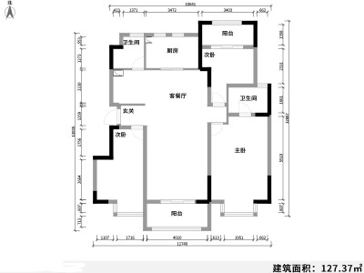 4室2廳1陽臺 白沙潤園戶型圖