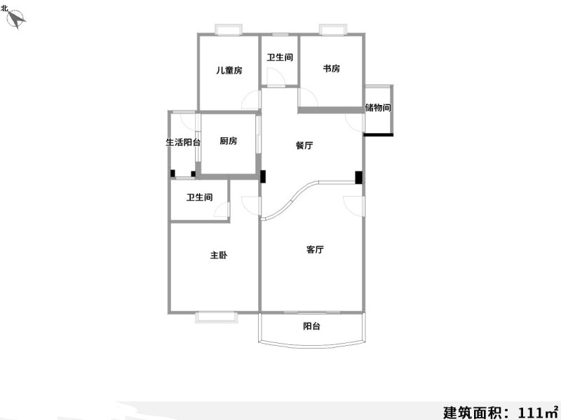 4室2厅1阳台 江东花城户型图