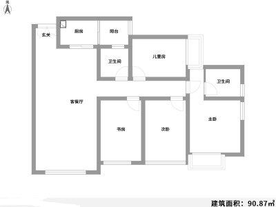 3室2厅1阳台 天怡峰景户型图