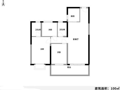 3室2廳1陽臺 北辰財富中心戶型圖