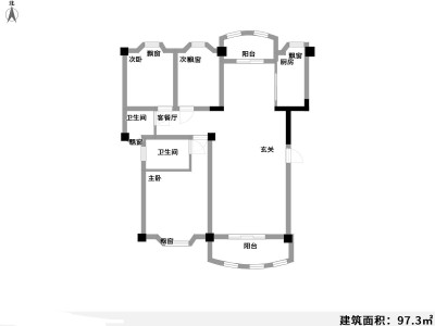3室2厅2阳台 江东花城户型图