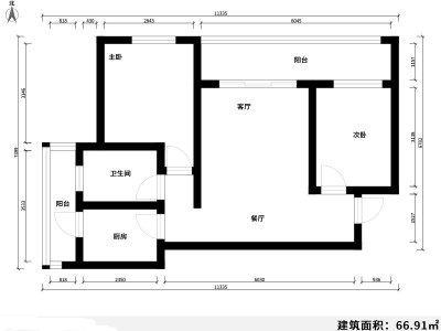 2室2厅1阳台 实力郡城户型图