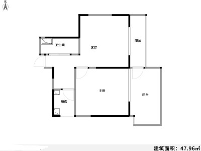 1室1厅1阳台 云南映象花好月圆二期户型图