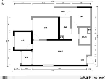 3室2廳1陽臺 俊發(fā)城芙蓉苑戶型圖