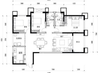 3室2廳1陽臺 濱江俊園香儂組團戶型圖