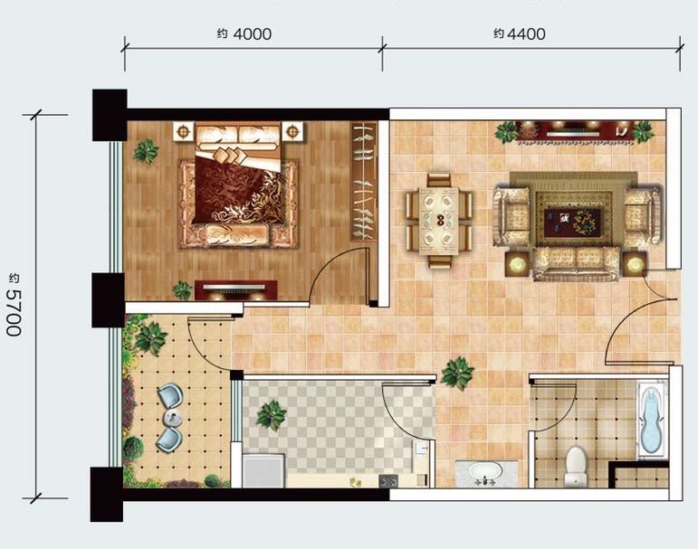 1室1厅 东盟未来港公寓户型图