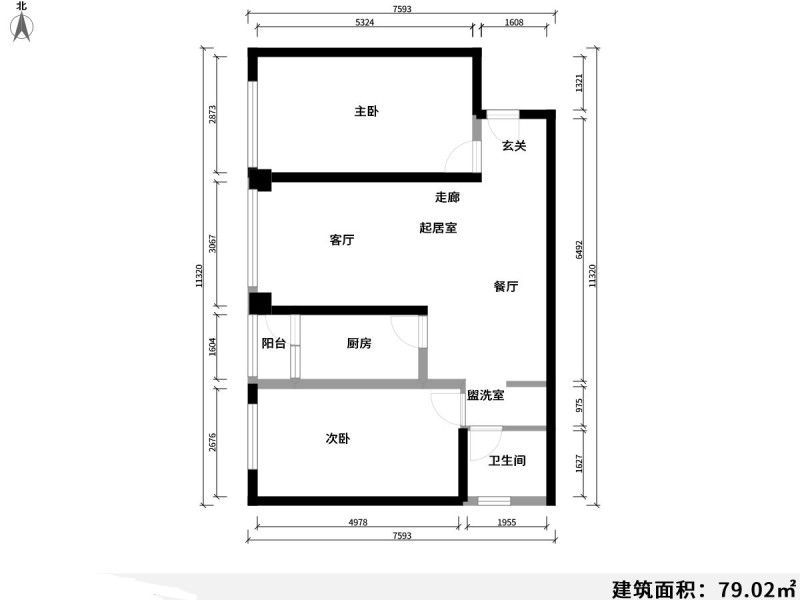 2室2廳1陽臺 金檀戶型圖