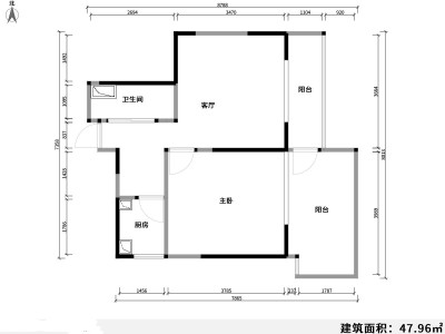 2室1厅2阳台 云南映象花好月圆二期户型图