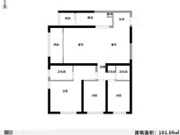 3室2廳1陽(yáng)臺(tái) 俊發(fā)城百合苑戶型圖
