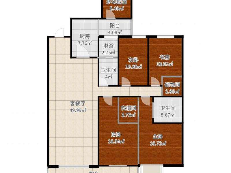 4室2厅1阳台 时代俊园A6地块樱花漫苑户型图