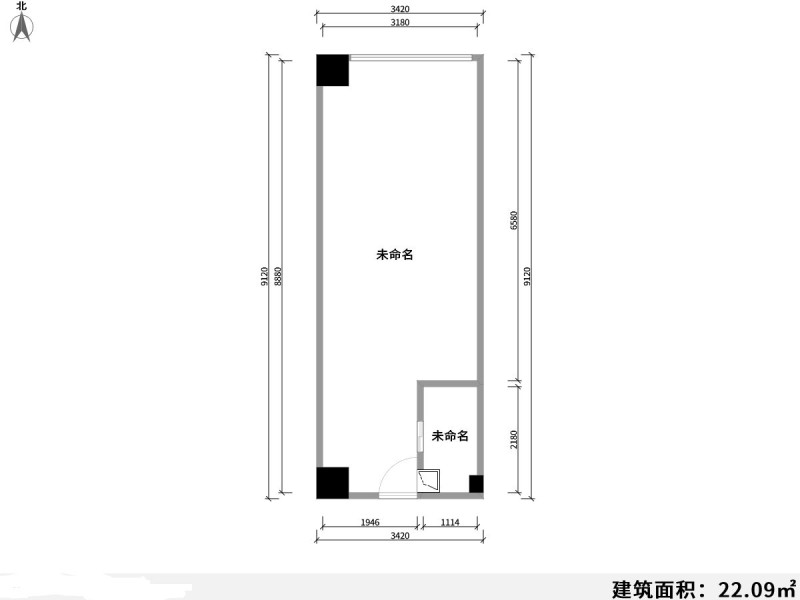 2室1廳1陽臺 中洲陽光公寓戶型圖