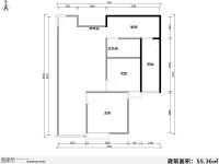 2室1廳1陽臺 潤城二區(qū)戶型圖