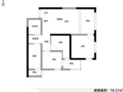 3室1厅1阳台 锦悦四季花园小区户型图