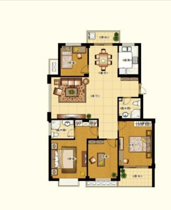 3室2廳1陽(yáng)臺(tái) 眾和東苑戶型圖