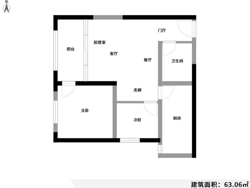 2室2厅1阳台 锦悦四季花园小区户型图