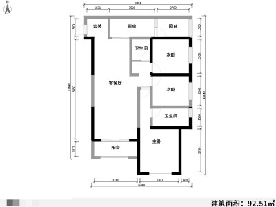 3室2厅1阳台 时代俊园A1-2地块青云宁苑户型图