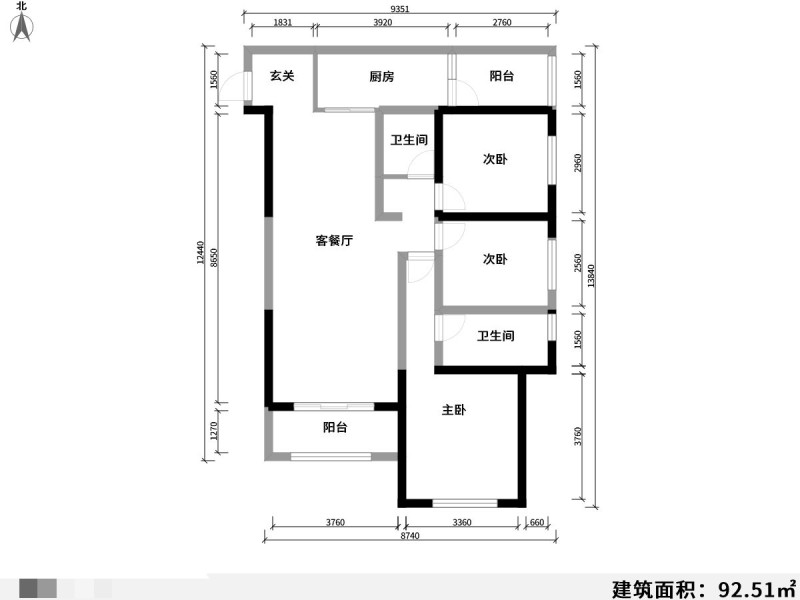 3室2厅1阳台 时代俊园A1-2地块青云宁苑户型图
