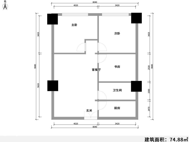2室2厅1阳台 螺蛳湾国际商贸城精品区户型图
