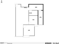 2室1廳1陽臺 潤城二區(qū)戶型圖