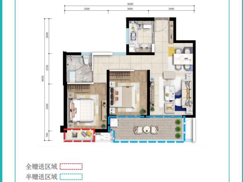 2室2廳2陽臺 七彩云南古滇名城春風(fēng)小院三期戶型圖