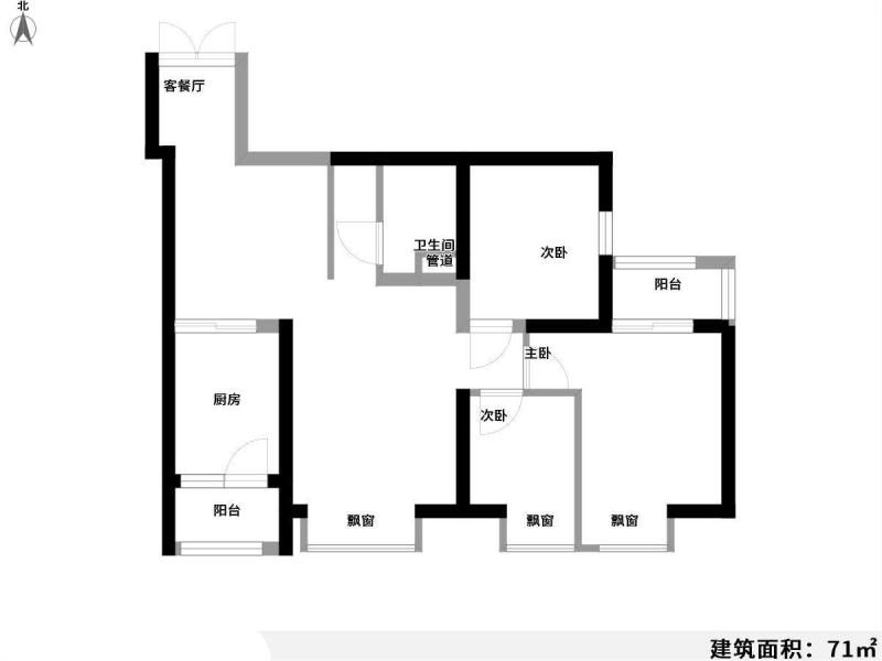 3室1廳2陽臺 新亞洲星辰園戶型圖
