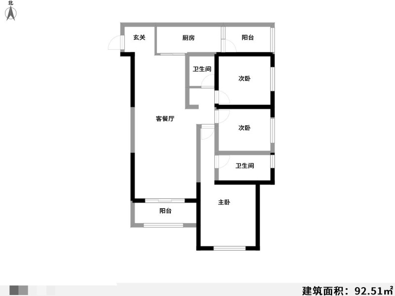 3室2厅1阳台 时代俊园A1-2地块青云宁苑户型图
