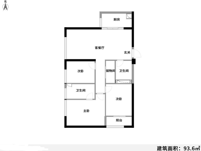 3室2厅1阳台 葡萄街区天宇花园户型图