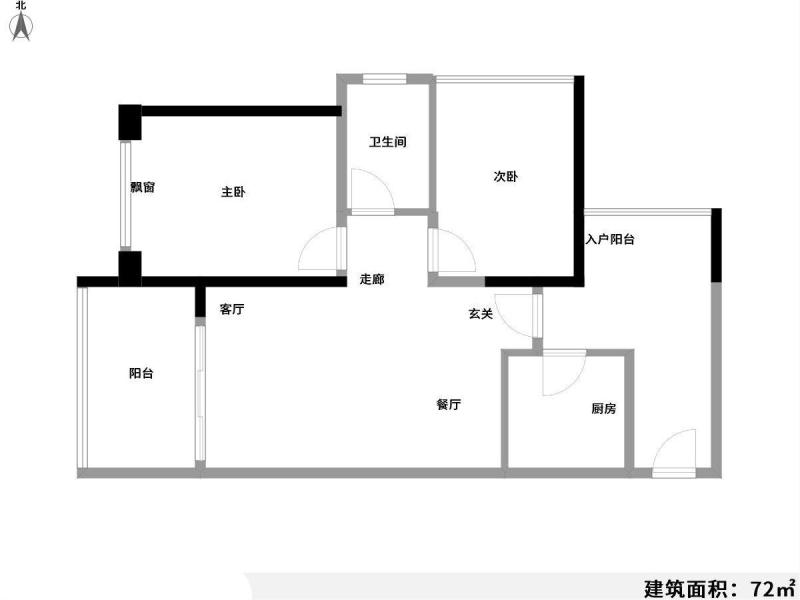 2室2厅1阳台 锦泰花园户型图