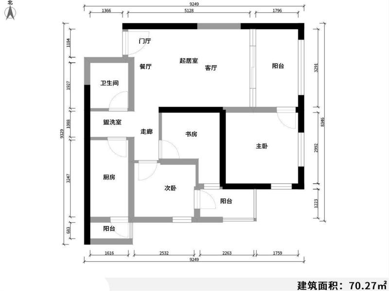 2室1厅1阳台 锦悦四季花园小区户型图