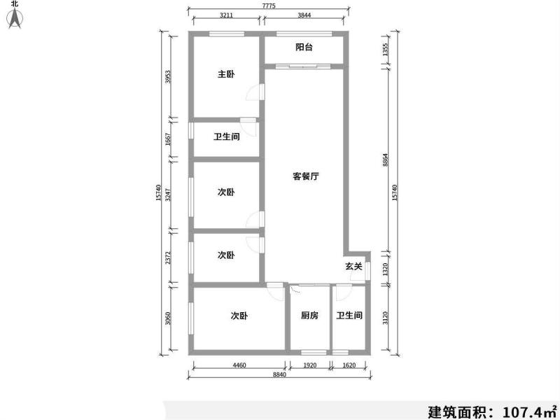 4室2廳1陽臺 金尚俊園一期戶型圖