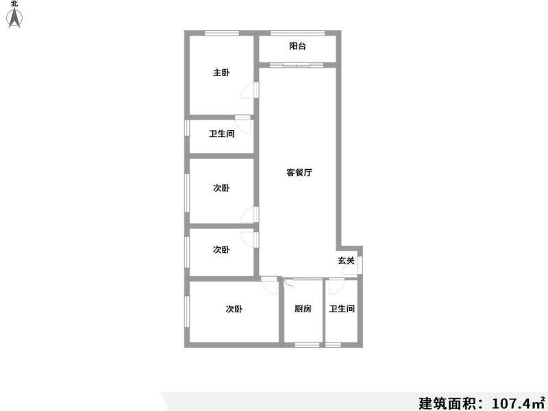 4室2廳1陽臺 金尚俊園一期戶型圖