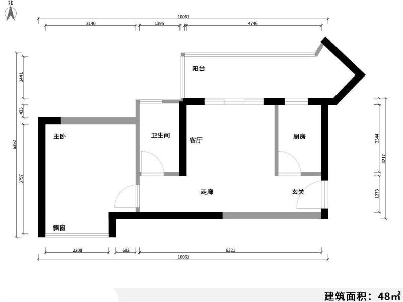 1室1厅1阳台 锦泰花园户型图