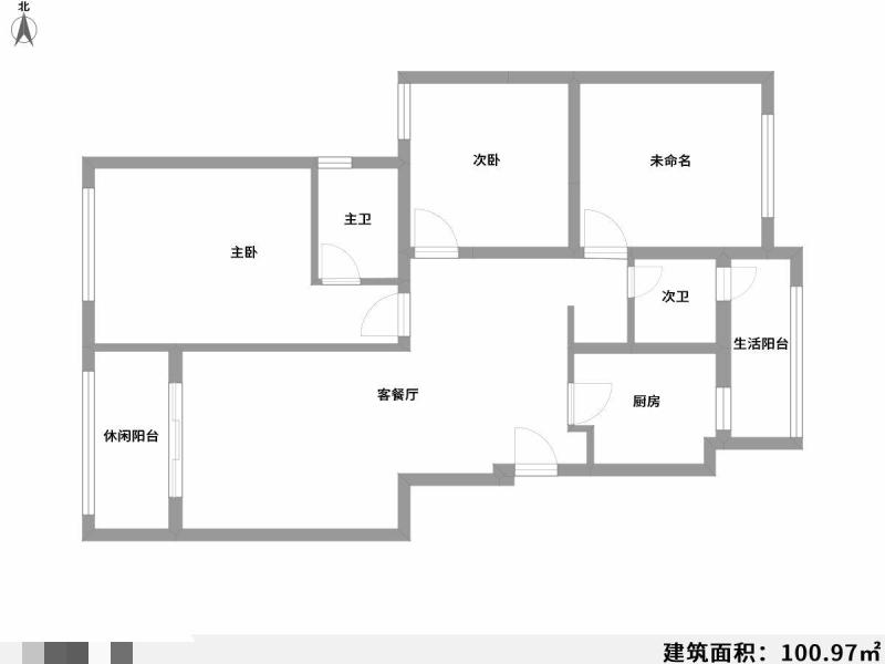 3室2厅1阳台 中海半岛华府户型图