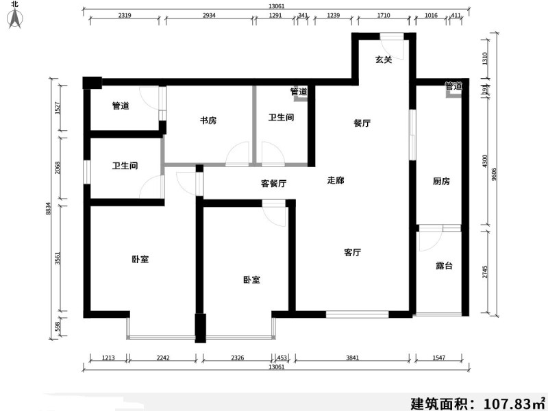 3室2廳1陽(yáng)臺(tái) 金領(lǐng)時(shí)代戶型圖