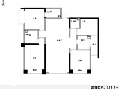 4室2厅2阳台 天骄北麓北区户型图