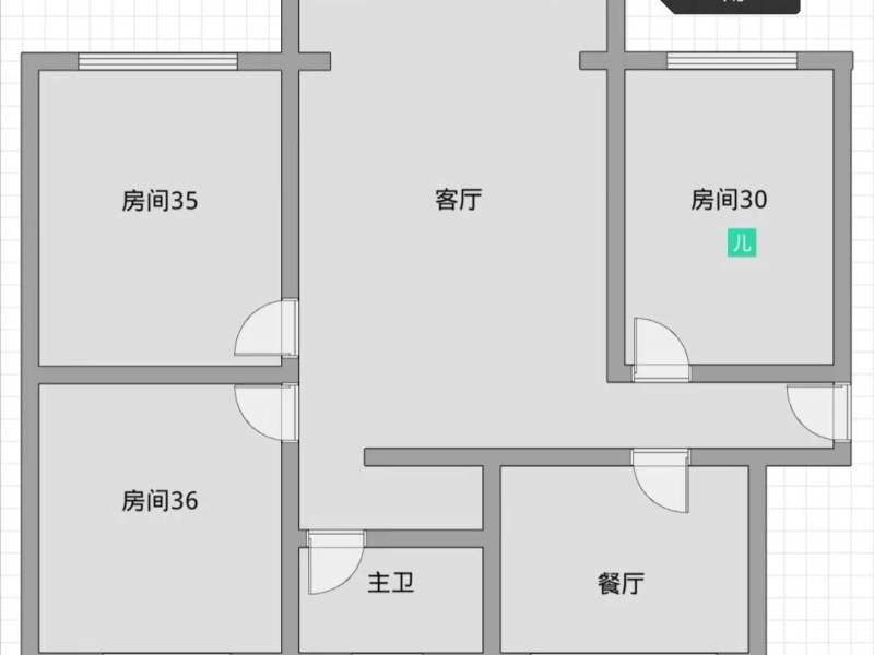 2室1厅1阳台 永昌小区永顺里户型图