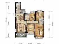 3室2廳1陽(yáng)臺(tái) 恒大云報(bào)華府戶型圖