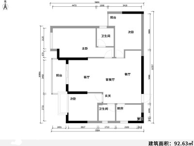 2室1厅 德润朗悦湾公寓户型图