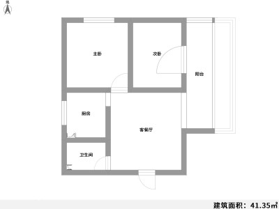 2室1厅1阳台 永昌小区永和里户型图
