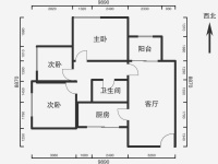 3室2廳 盛高大城一期戶型圖