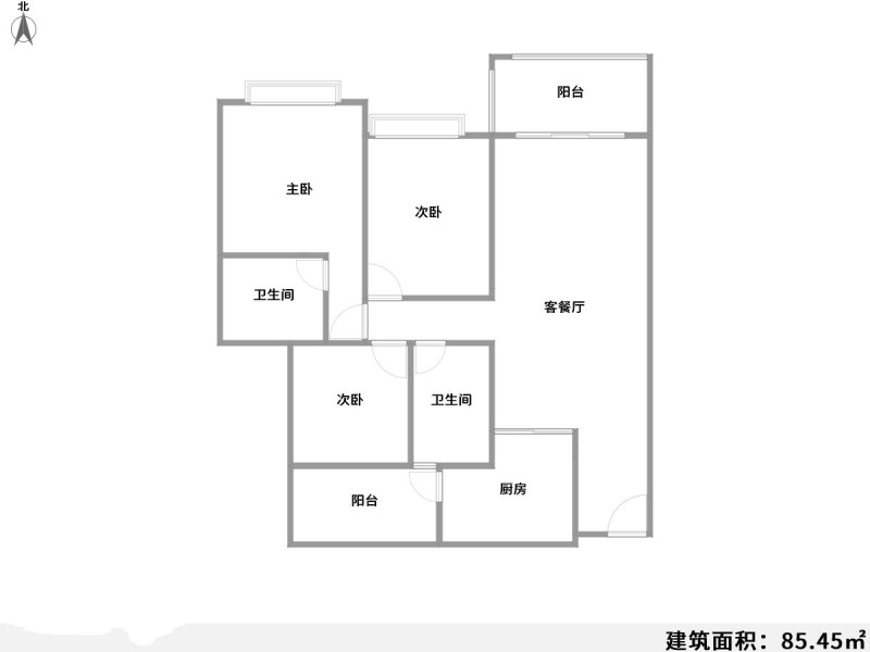 3室2厅2阳台 中海锦苑户型图