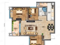 3室2廳2陽臺 海倫國際里約區(qū)戶型圖