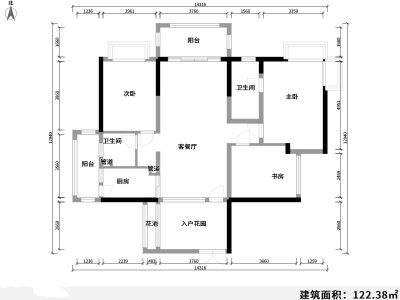 2室2厅1阳台 同德锦江嘉园户型图