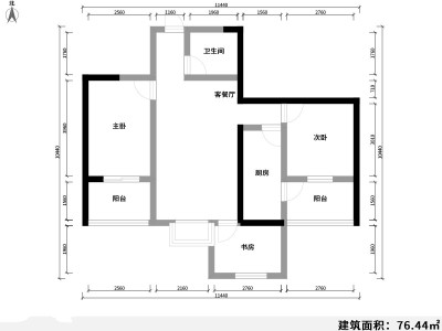 3室2厅1阳台 同德锦江嘉园户型图